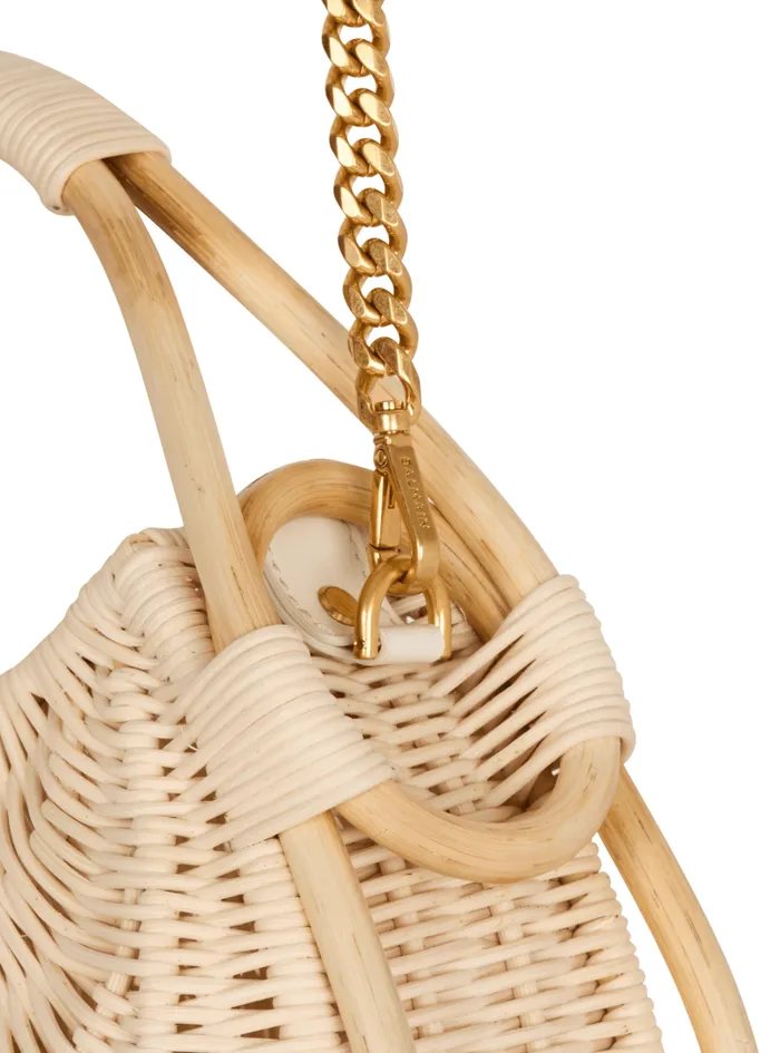 Balmain Crossbody Bags Women Medium Jolie Madame Wicker Basket Bag Beige