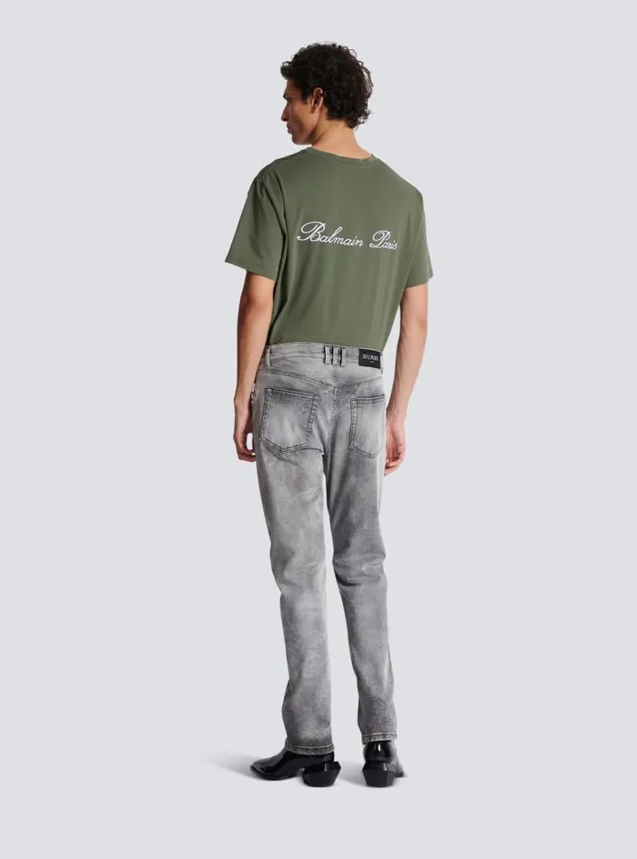 Balmain Denim Men Grey Denim Regularfit Jeans Grey