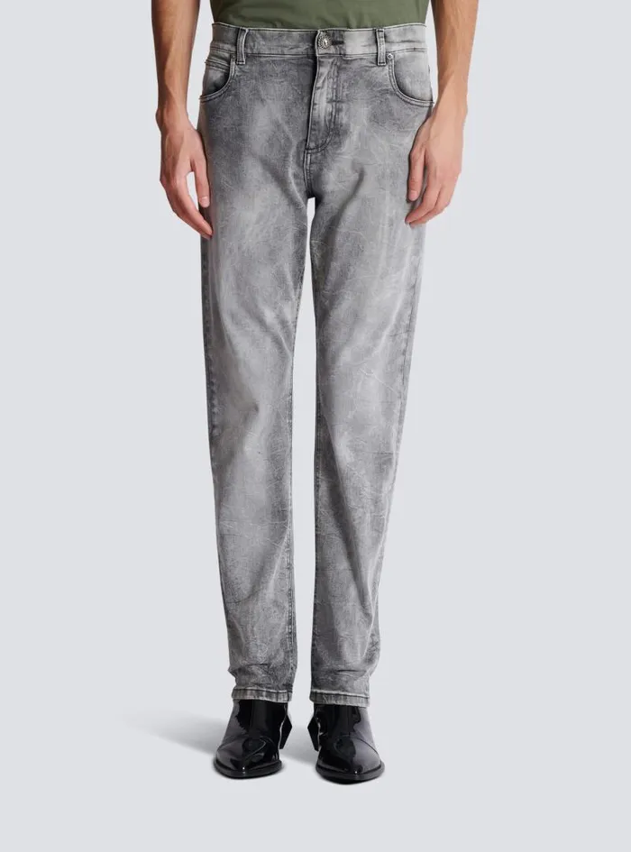 Balmain Denim Men Grey Denim Regularfit Jeans Grey