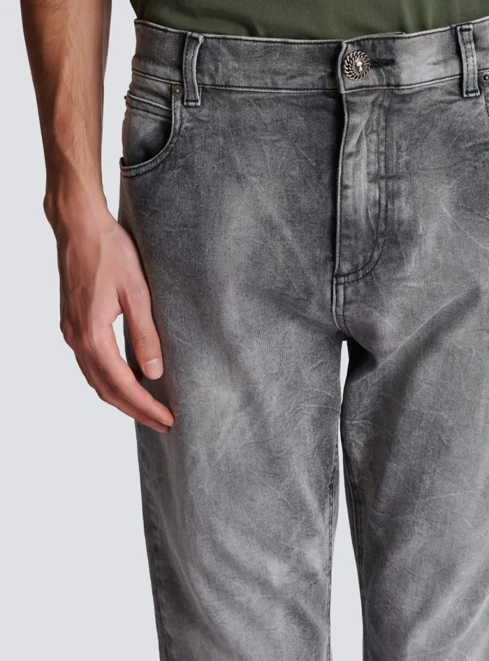 Balmain Denim Men Grey Denim Regularfit Jeans Grey