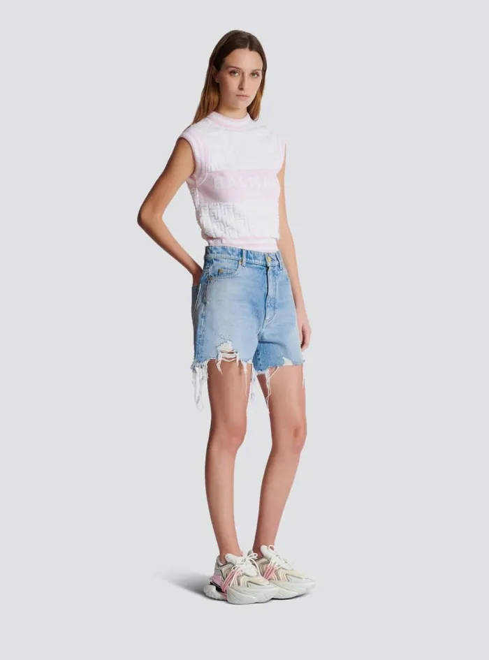 Balmain Denim Women Light Blue Denim Shorts Blue