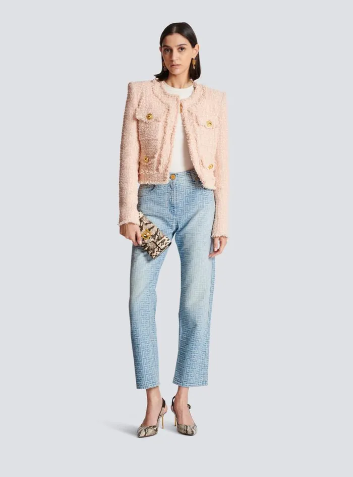 Balmain Denim Women Monogram Classic Jeans Blue