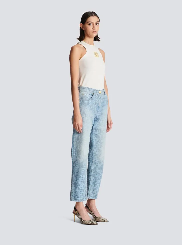 Balmain Denim Women Monogram Classic Jeans Blue