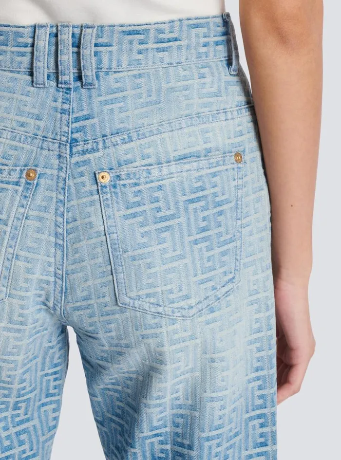 Balmain Denim Women Monogram Classic Jeans Blue