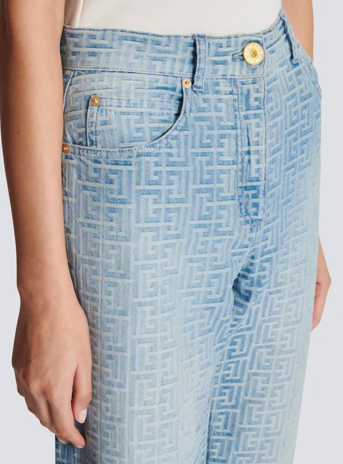 Balmain Denim Women Monogram Classic Jeans Blue