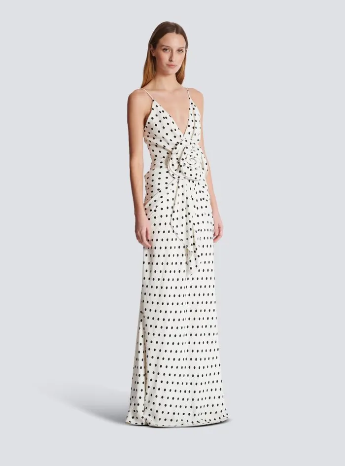 Balmain Dresses Women Polka Dots Printed Maxi Dress White