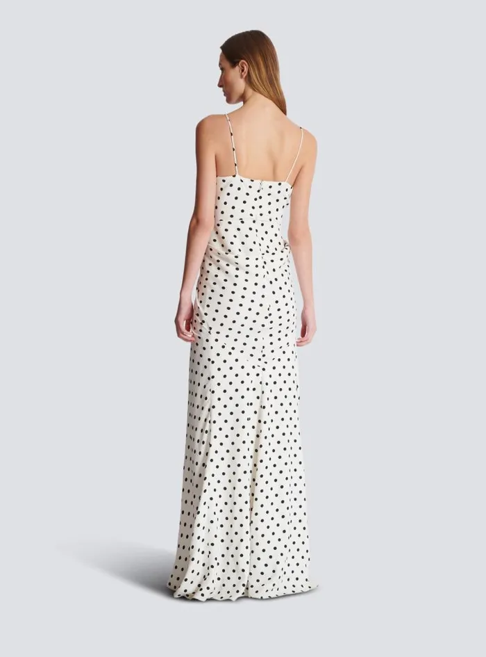 Balmain Dresses Women Polka Dots Printed Maxi Dress White