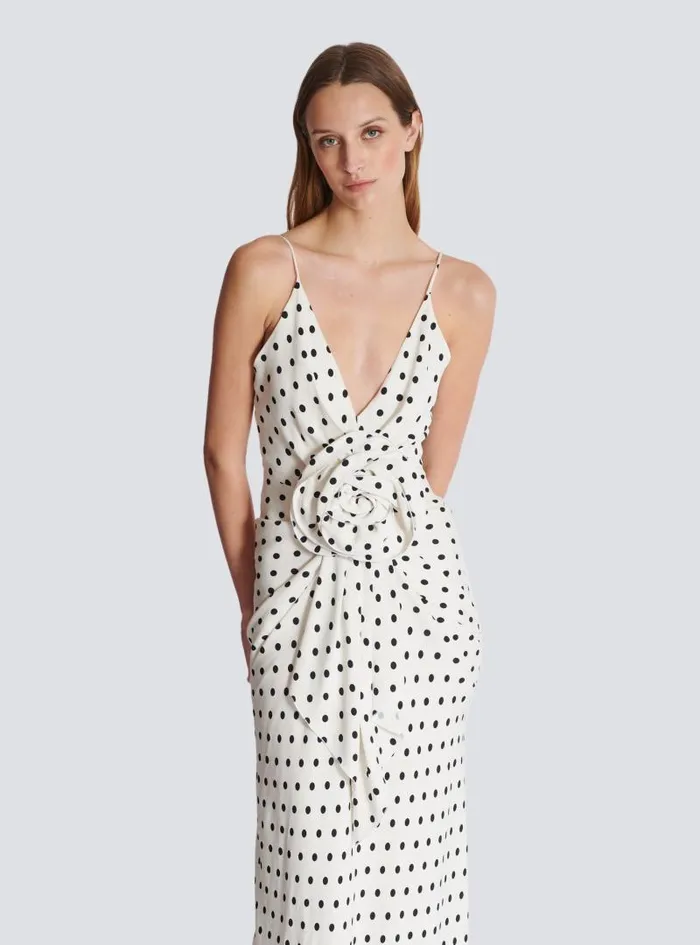 Balmain Dresses Women Polka Dots Printed Maxi Dress White
