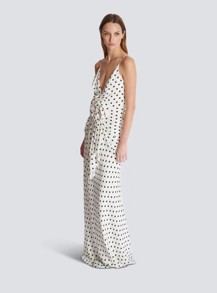 Balmain Dresses Women Polka Dots Printed Maxi Dress White