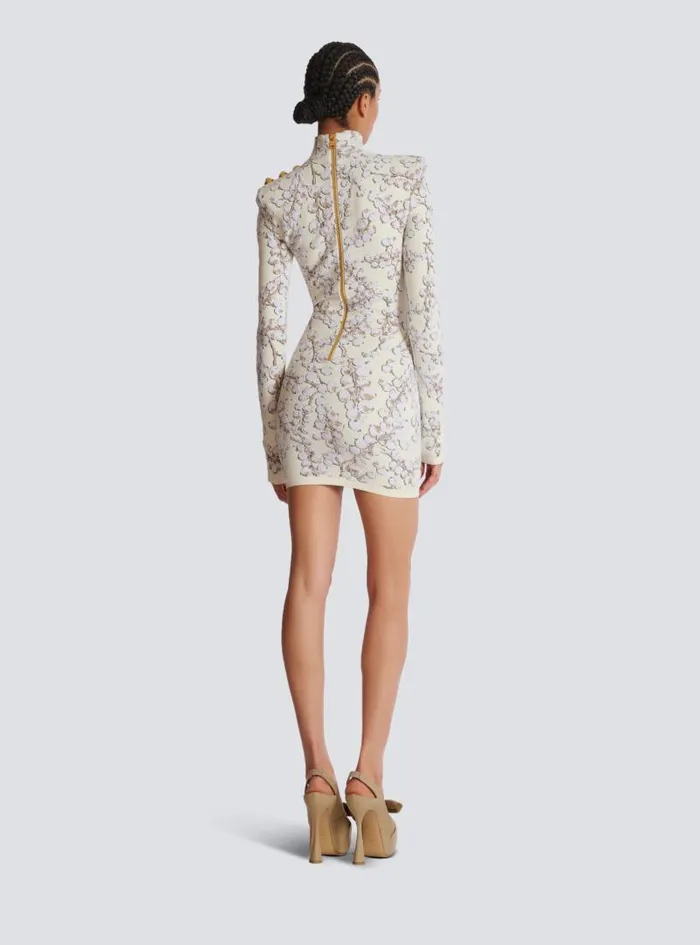 Balmain Dresses Women Redcurrant Jacquard Knit Short Dress White