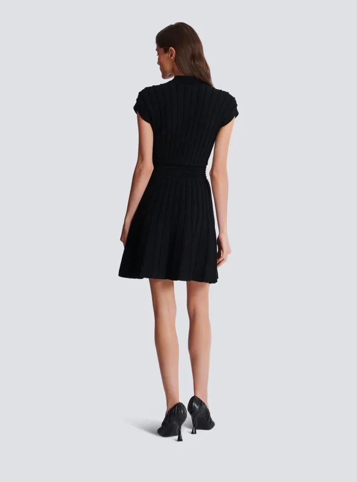 Balmain Dresses Women Short Velvet Dress With Buttons Black