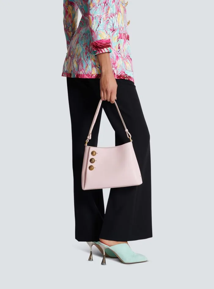 Balmain Emblme Bags Women Emblme Shoulder Bag In Grained Calfskin Pink