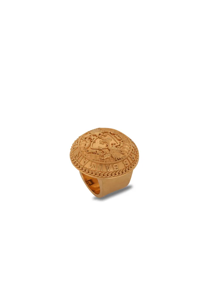 Balmain Fashion Jewelry Women Goldtone Brass Coin Ring Gold