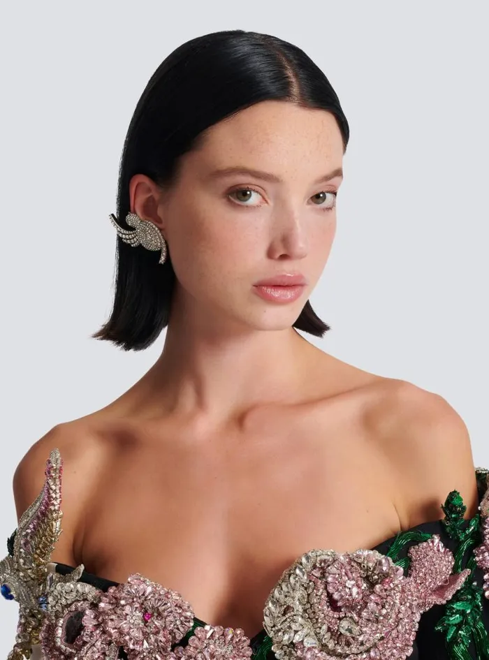 Balmain Fashion Jewelry Women Rhinestone And Palladium Swallow Earrings Silver Balmain Fashion Jewelry Women Rhinestone And Palladium Swallow Earrings Silver