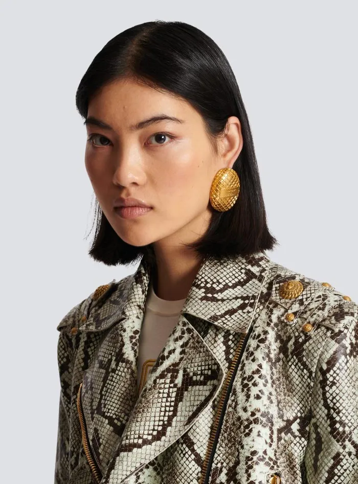 Balmain Fashion Jewelry Women Signature Mesh Earrings Gold