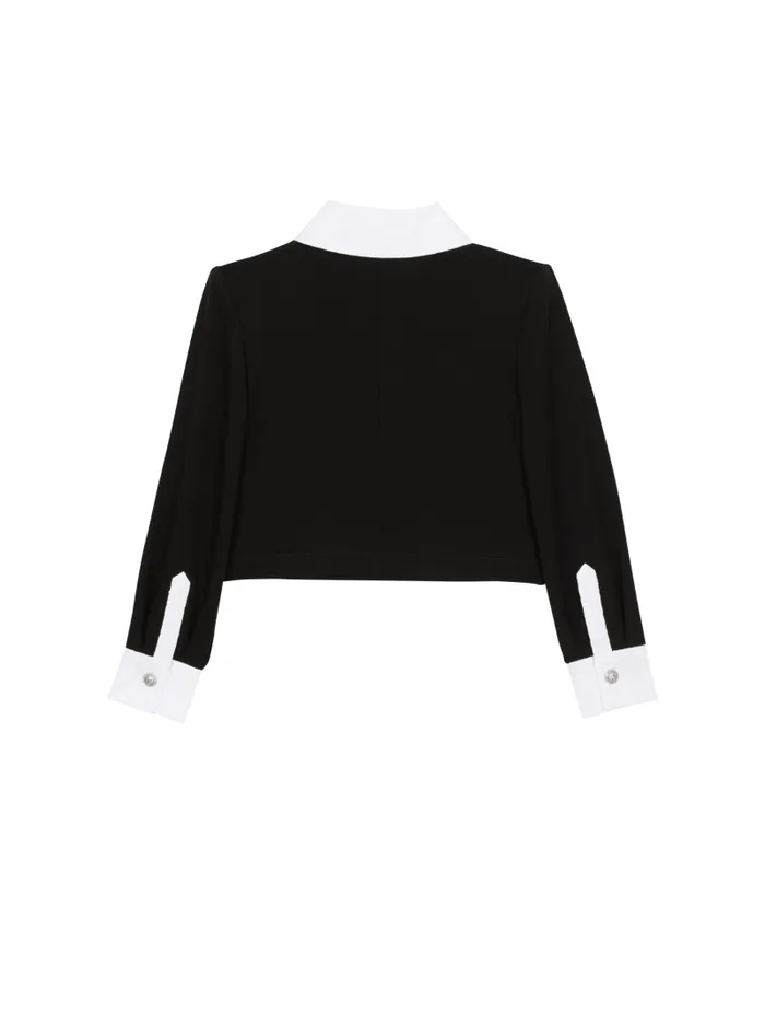 Balmain Girls 410 Years Kids Paris Twotone Polo Sweatshirt Black
