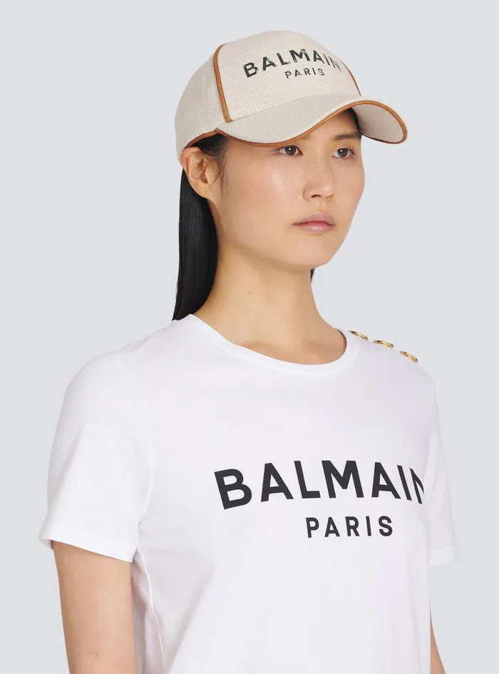Balmain Hats And Caps Women Cotton BArmy Cap With Logo White
