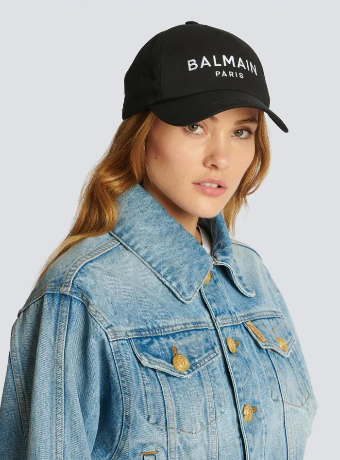 Balmain Hats And Caps Women Embroidered Paris Cap Black