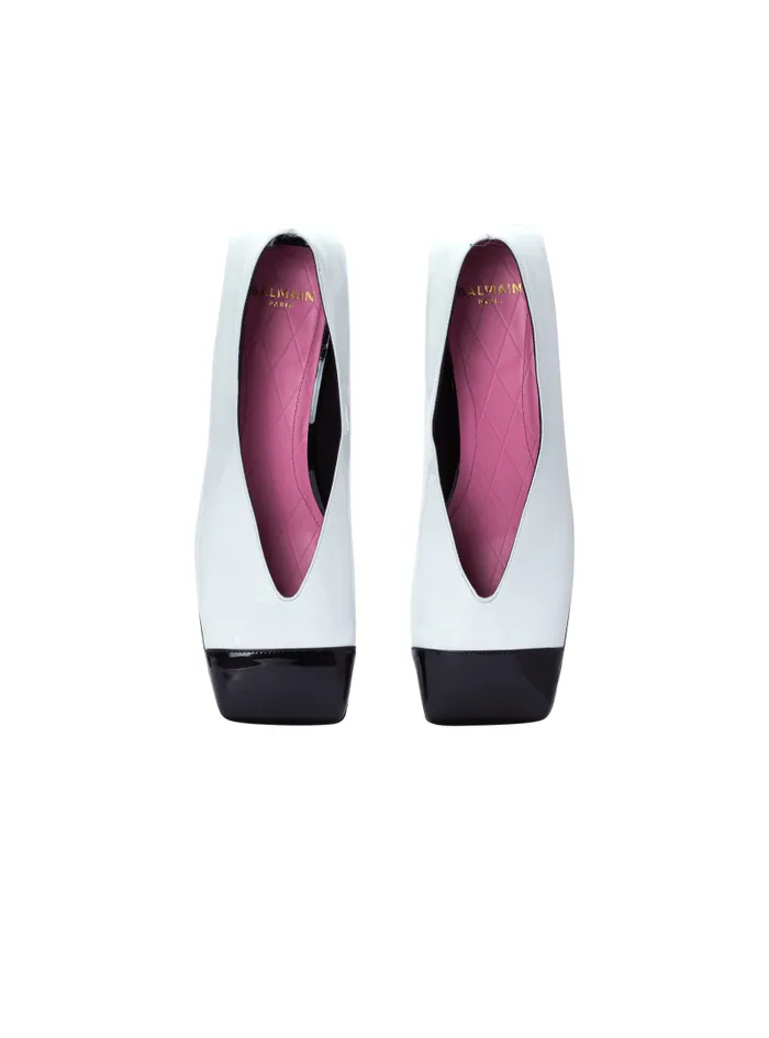 Balmain High Heels and Pumps Women Eden Twotone Pumps In Lambskin And Patent Leather White