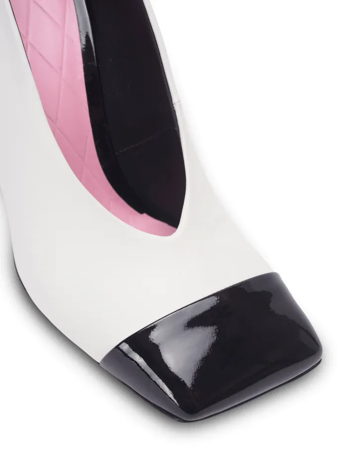 Balmain High Heels and Pumps Women Eden Twotone Pumps In Lambskin And Patent Leather White