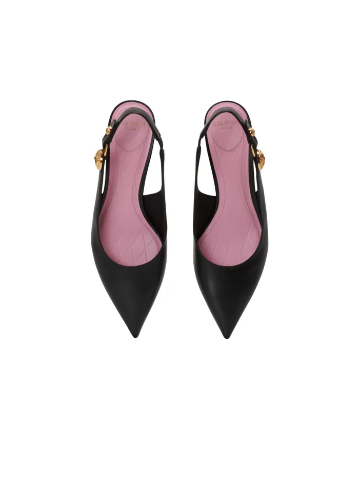 Balmain High Heels and Pumps Women Eva Kitten Slingbacks In Calfskin Black