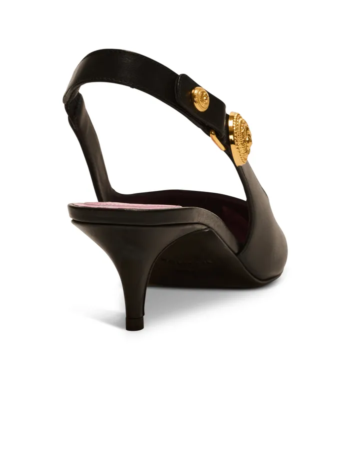 Balmain High Heels and Pumps Women Eva Kitten Slingbacks In Calfskin Black