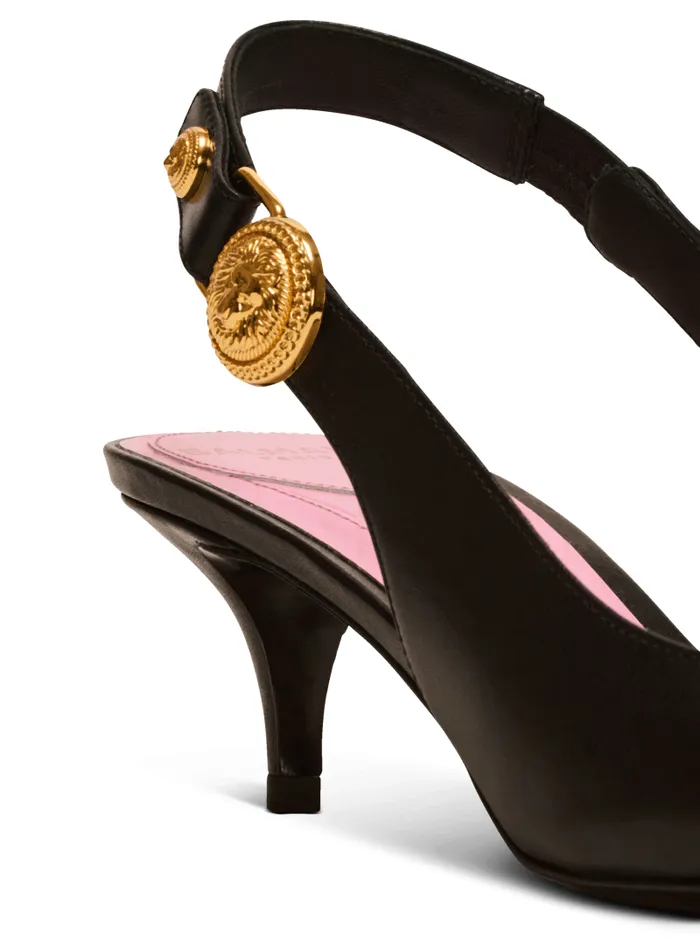 Balmain High Heels and Pumps Women Eva Kitten Slingbacks In Calfskin Black