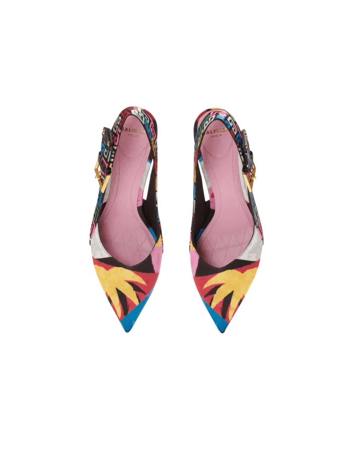 Balmain High Heels and Pumps Women Heeled Ruby Slingbacks In Printed Satin Multicolor