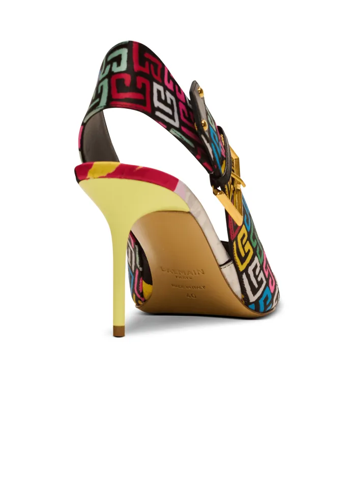Balmain High Heels and Pumps Women Heeled Ruby Slingbacks In Printed Satin Multicolor