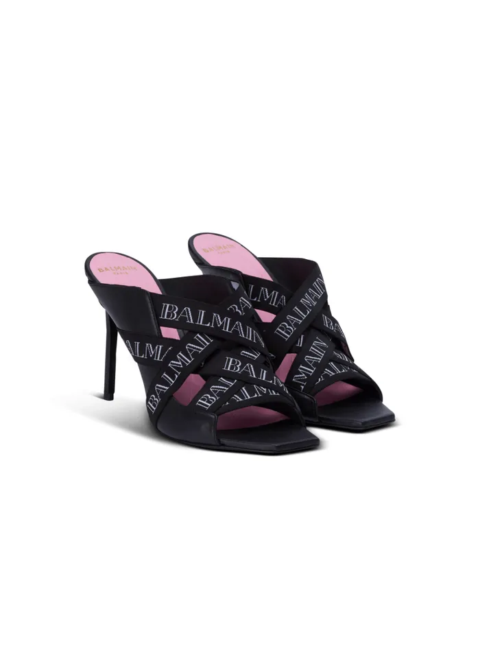Balmain High Heels and Pumps Women Ruby Mules With Vintage Straps Black