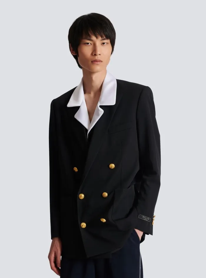 Balmain Jackets And Blazers Men Technical Wool Blazer Black