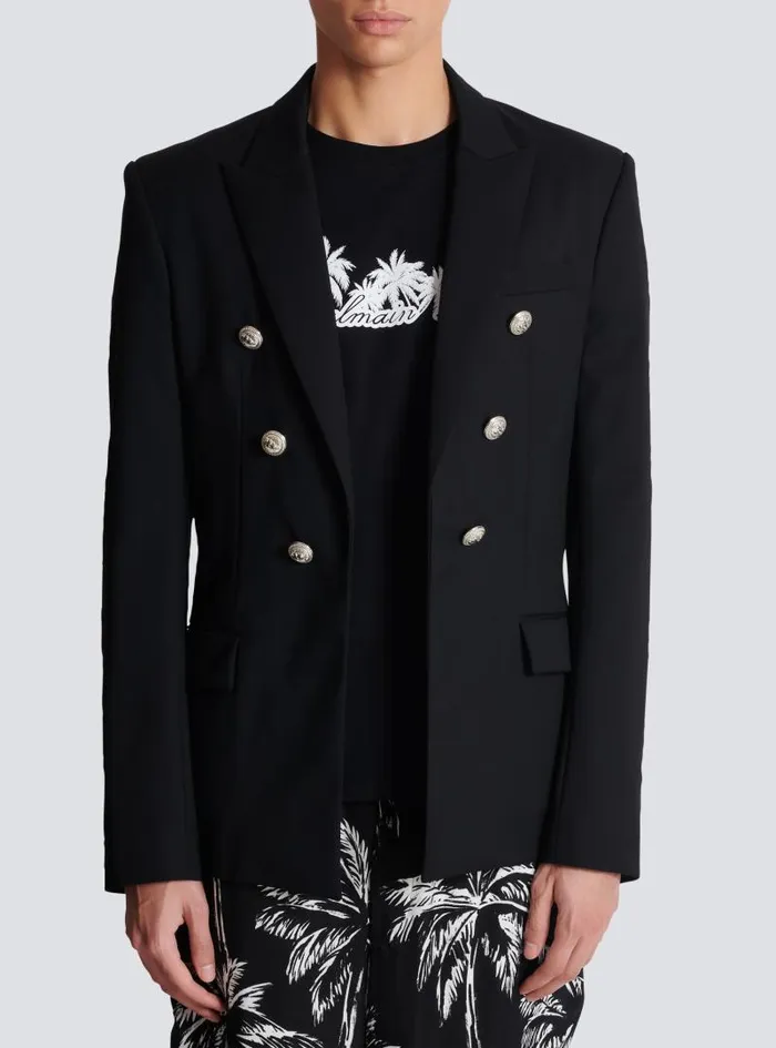 Balmain Jackets And Blazers Men Wool 6button Jacket Black