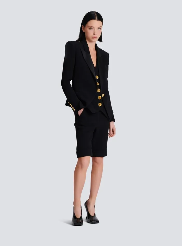 Balmain Jackets And Blazers Women 1button Crepe Jacket Black