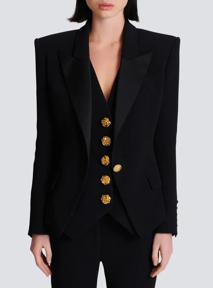 Balmain Jackets And Blazers Women 1button Crepe Jacket Black