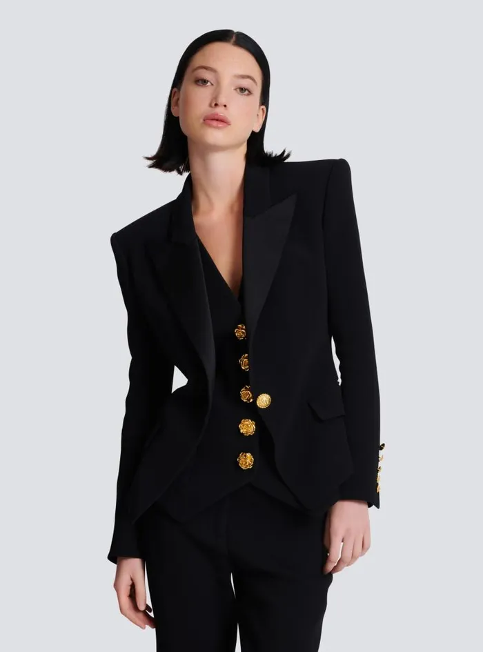 Balmain Jackets And Blazers Women 1button Crepe Jacket Black