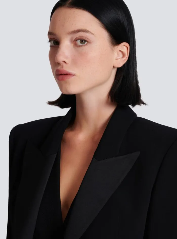 Balmain Jackets And Blazers Women 1button Crepe Jacket Black