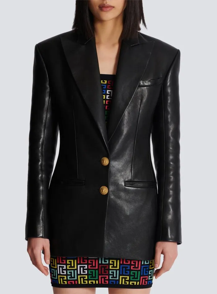 Balmain Jackets And Blazers Women 2button Leather Jacket Black