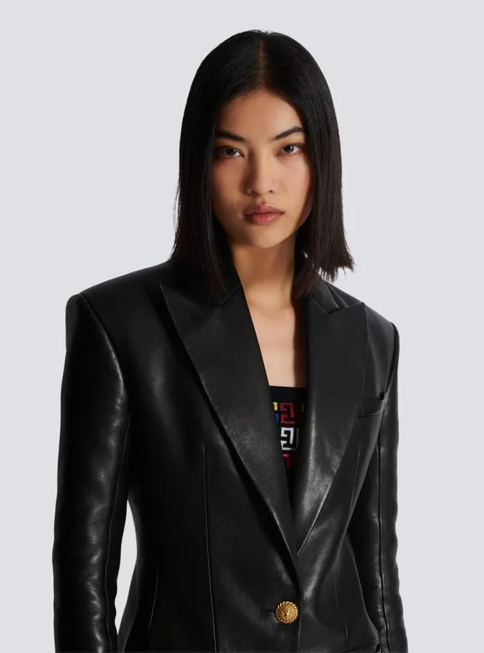 Balmain Jackets And Blazers Women 2button Leather Jacket Black