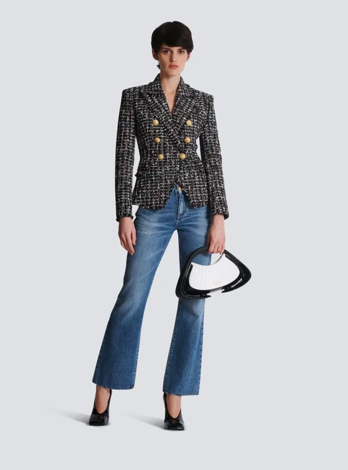 Balmain Jackets And Blazers Women 6button Tweed Jacket Black