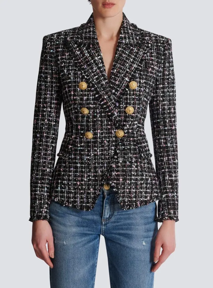 Balmain Jackets And Blazers Women 6button Tweed Jacket Black