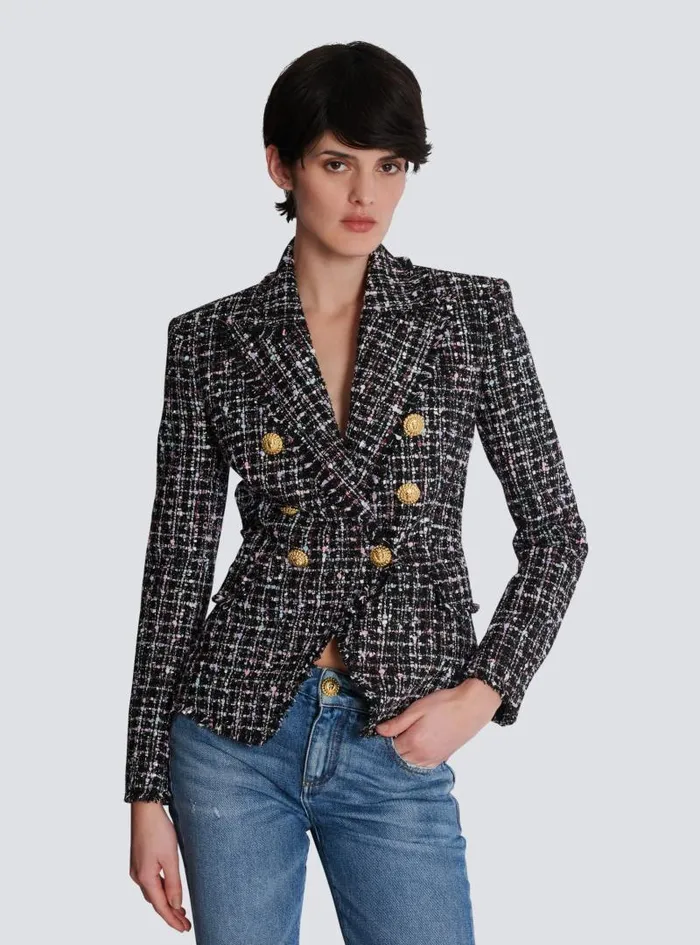 Balmain Jackets And Blazers Women 6button Tweed Jacket Black