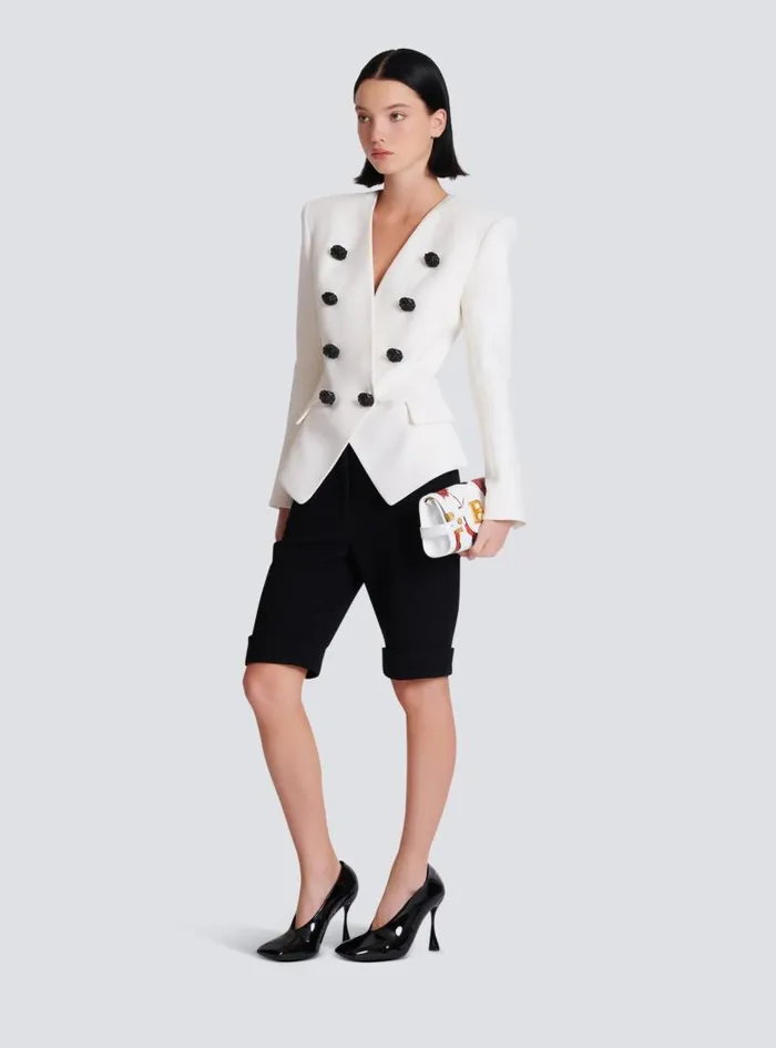 Balmain Jackets And Blazers Women 8button Double Crepe Jacket White