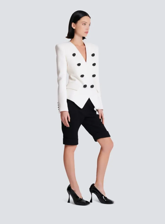 Balmain Jackets And Blazers Women 8button Double Crepe Jacket White