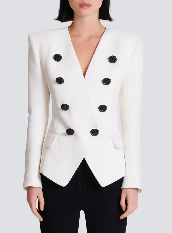 Balmain Jackets And Blazers Women 8button Double Crepe Jacket White