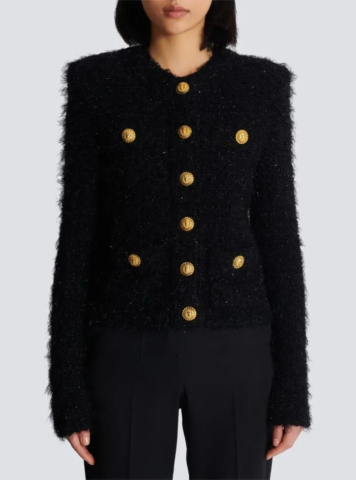 Balmain Jackets And Blazers Women Buttons Tweed Jacket Black