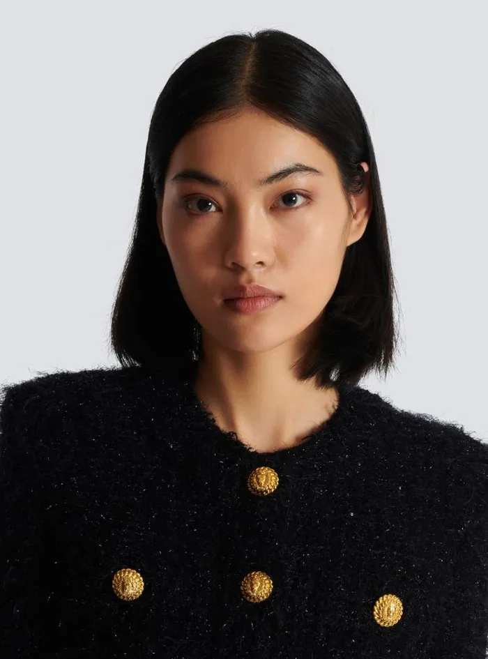 Balmain Jackets And Blazers Women Buttons Tweed Jacket Black
