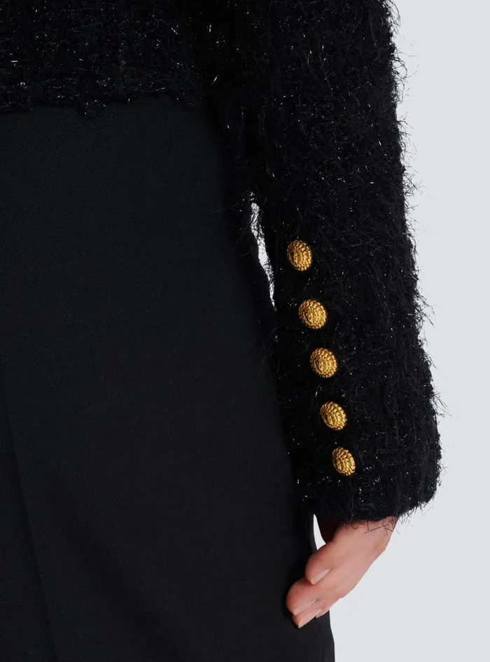 Balmain Jackets And Blazers Women Buttons Tweed Jacket Black