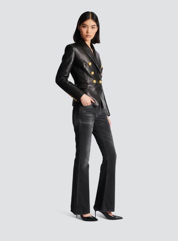 Balmain Jackets And Blazers Women Classic 6button Leather Jacket Black