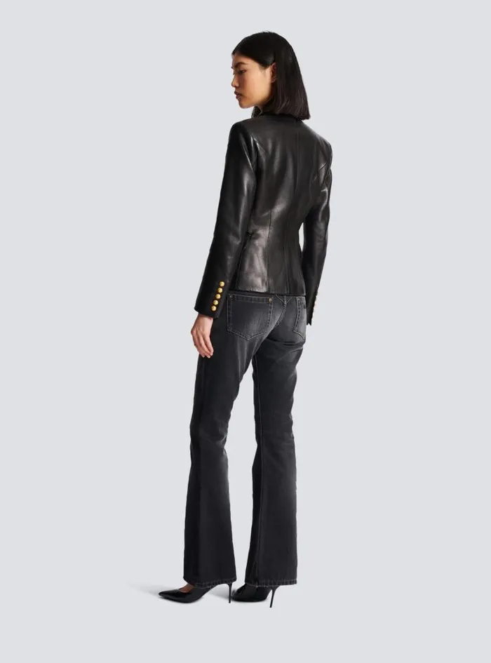 Balmain Jackets And Blazers Women Classic 6button Leather Jacket Black