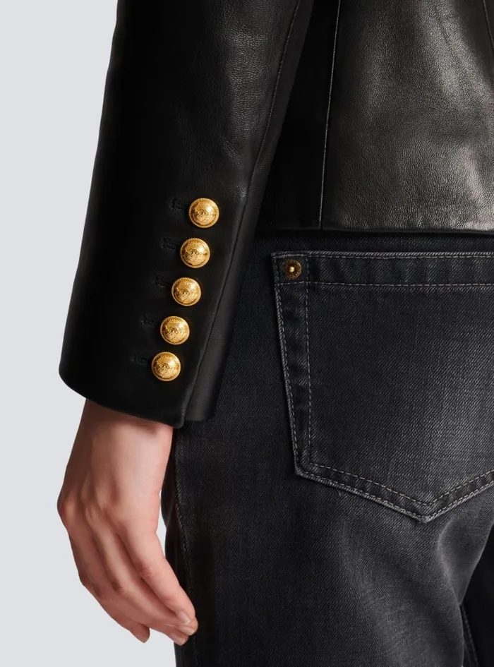 Balmain Jackets And Blazers Women Classic 6button Leather Jacket Black